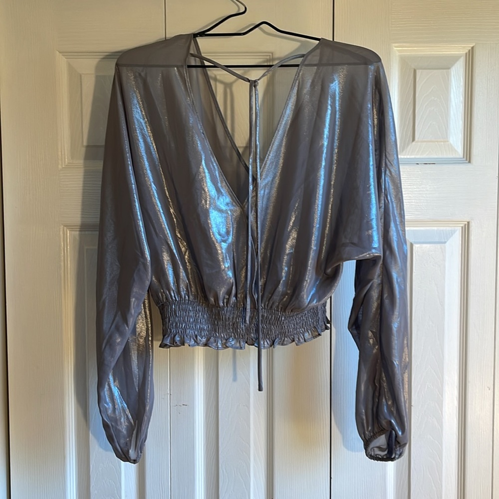 Forever 21 - Shimmery, Silver Blouse - Size Medium